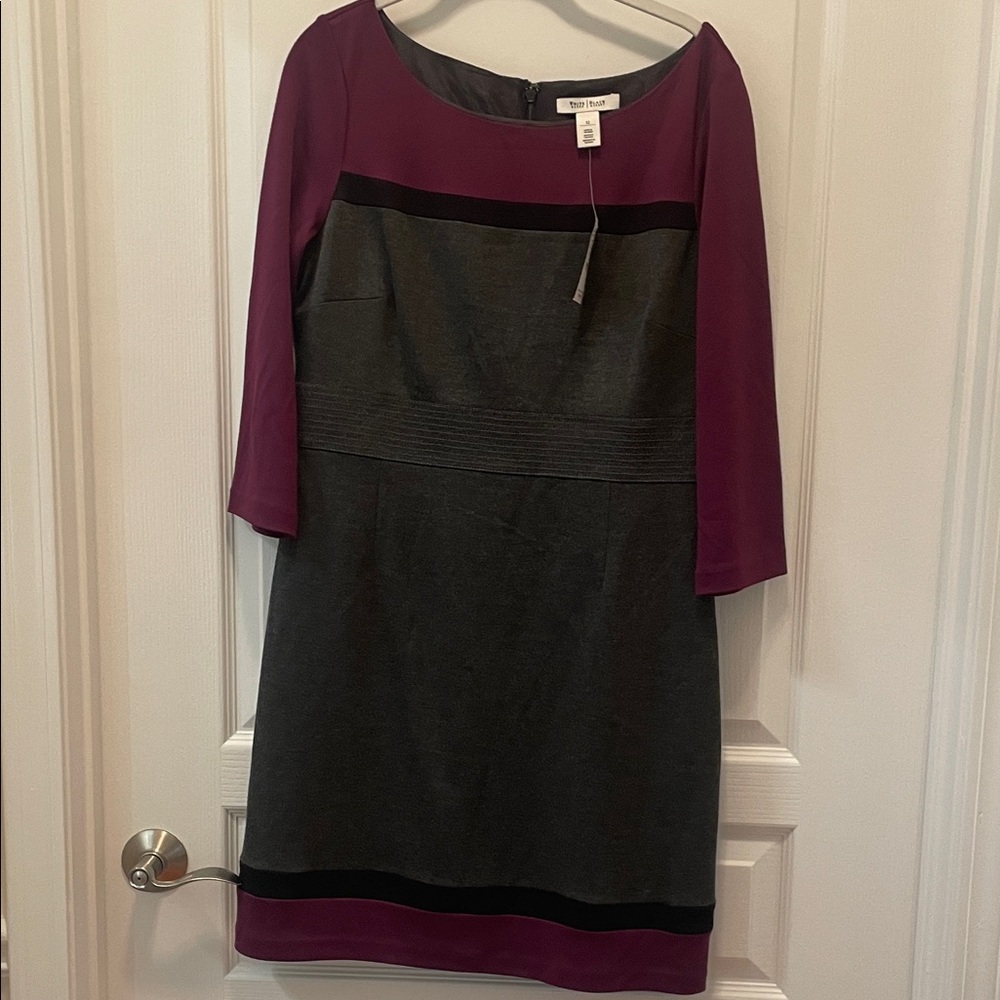 Chic Long Sleeve Dress in Gray and‎ Purple